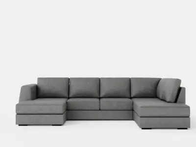 Optus U Sofa With Divan Left Light Gray Low-poly 3D model