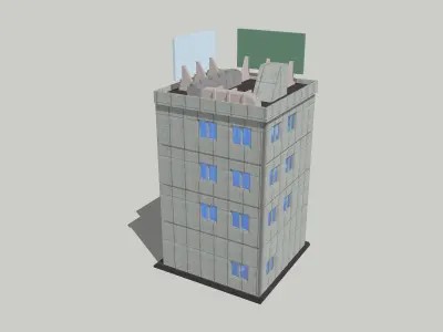 4 Story Office Building Corner Shopping Centre by Outland Models Low-poly 3D model