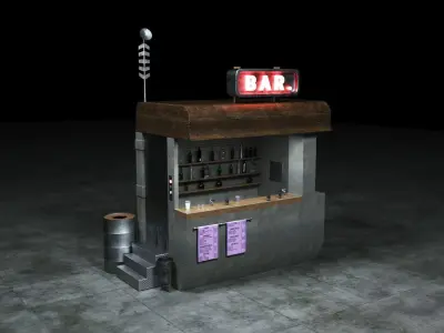 Sci-Fi Corner Bar Low-poly 3D model