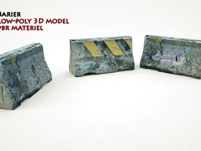 Road Concrete Barrier 3d Model Low-poly 3D model