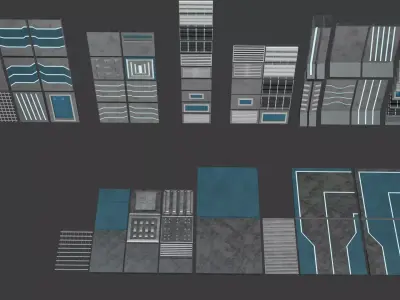 Sci-Fi Interior Modular Kit - 2 Styles - LowPoly - GameReady Low-poly 3D model