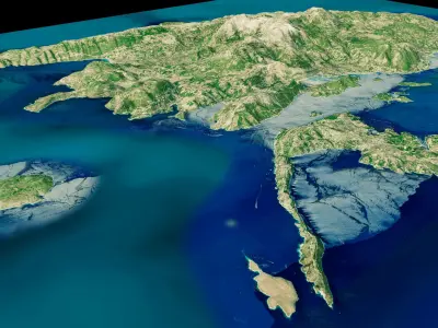 Lefkada island 3d model terrain Low-poly 3D model