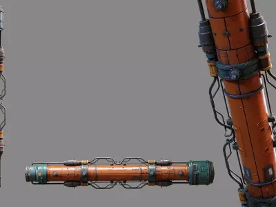 Sci-fi Pipe Low-poly 3D model