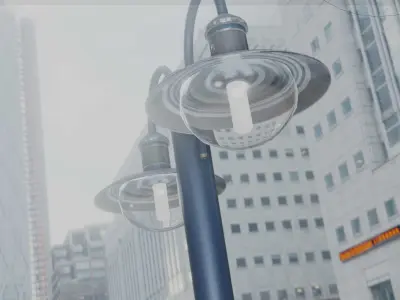 Street Light -7- Blue Version -2 Lamps- Low-poly 3D model