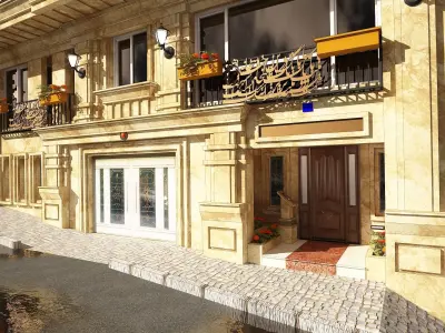 3d model of a stone facade apartment with full details 3D model