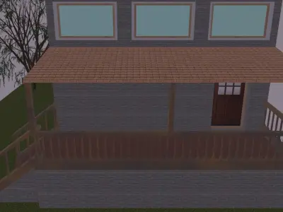 SUBURBAN HOUSE Low-poly 3D model