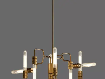 Transit 8 Light Matte Gold Chandelier 3D model buy