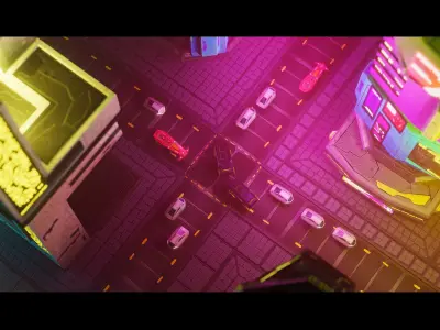 Modular Stylized Cyberpunk City Pack Low-poly 3D model