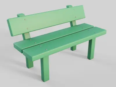 Cartoon Bench 4 Low-poly 3D model