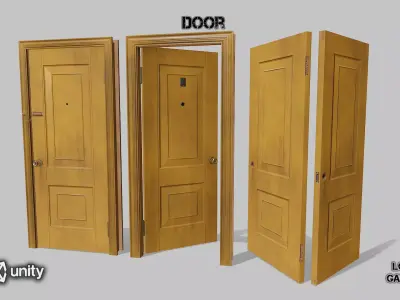 Door yellow 02 Low-poly 3D model
