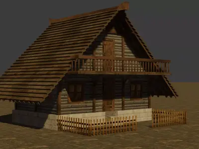 Medieval house six 9 Low-poly 3D model