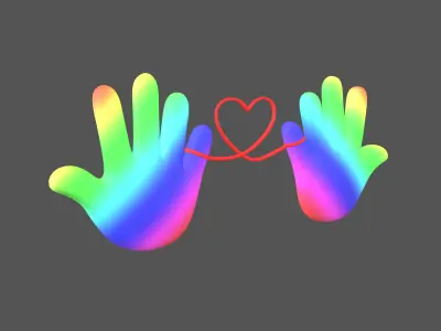 Hand with Red Line Icon v1 007 Low-poly 3D model