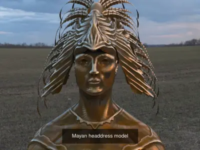 Mayan Collection golden sunburst in sky 3D Model Pack