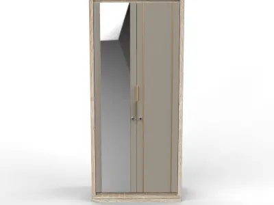 Modern Mirrored Wardrobe Armoire Closet FlatPack Free 3D model