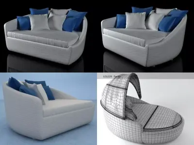 Lounge Chair and Footstool 3D model