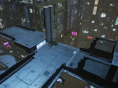 Cyberpunk Modular Bridge Game Ready Low-poly 3D model