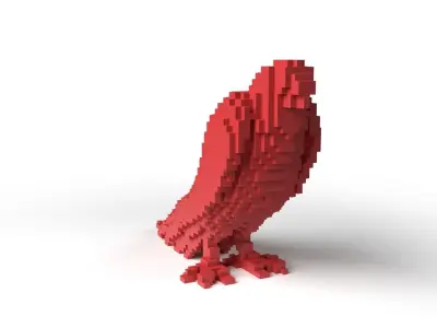Parrot Minecraft Voxel Low-poly 3D model