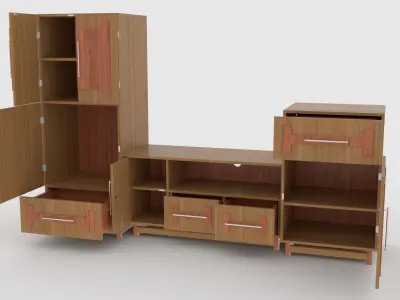 tv stand 60 Low-poly 3D model
