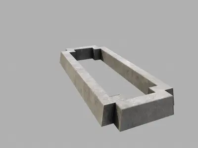 Fenced Grave With Massive Metal Cross Low-poly 3D model