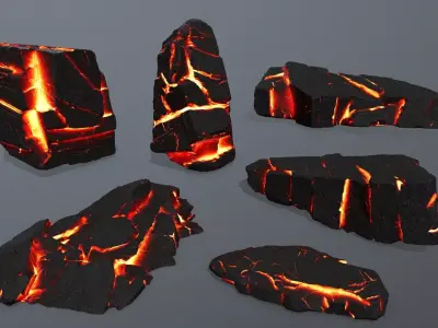 Lava Rock Set Low-poly 3D model