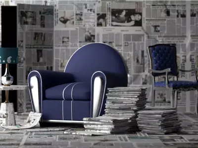  Newspaper theme photography  podcast studio setup 3D model