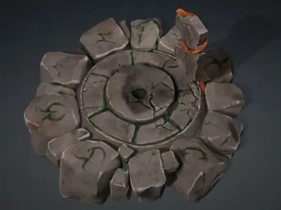 Stylized Ancient Rock Platform Low-poly 3D model