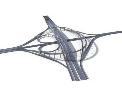 Highway Road Viaduct Flyover-11 3D model