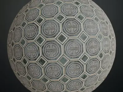 Ancient Ornamental Stone Tiles PBR Seamless Texture