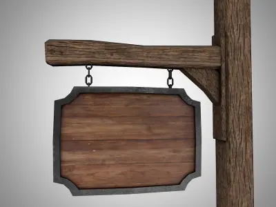 Medieval signboard Low-poly 3D model purchase
