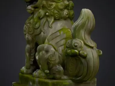 Realistic Japanese Komainu Guardian Lion-Dog 3D Model 3D model