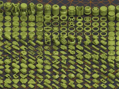Mega Pack Hard Surface Kitbash 320 DETAILS 3D model
