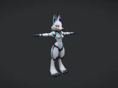 Fox Protogen  3D Character Model Low-poly 3D model