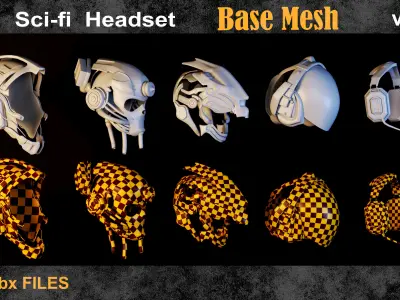 10 Scifi Headset BaseMesh vol17 Low-poly 3D model