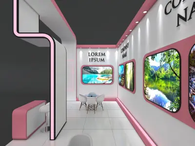 Booth Exhibition Stand Stall 8x4m Height 450 cm 1 Side Open 3D model