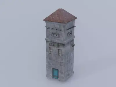 Old railway transformer station Low-poly 3D model