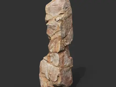 Yellow Vertical Rock Modular 221120 - Ultra HD 16K Texture Low-poly 3D model