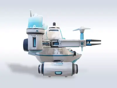 Futuristic Sci-Fi Robot Vehicle with Pilot Game Ready 3D Model  3D model