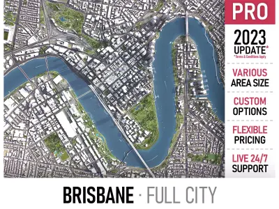 Brisbane - 3D City Model Low-poly 3D model