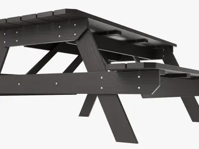 Wood Picnic Table dark 3D model