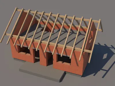 House Construction Site 001 Low-poly 3D model