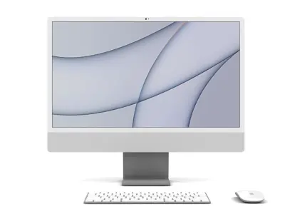 Apple iMac 24 inch 2021 Silver Low-poly 3D model
