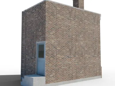 Townhouse brick house Free low-poly 3D model