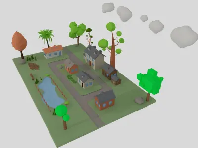  Cartoon Town 3D model