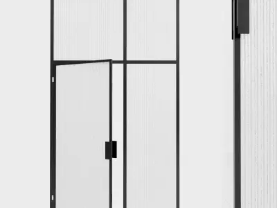Glass partition door 98 Low-poly 3D model