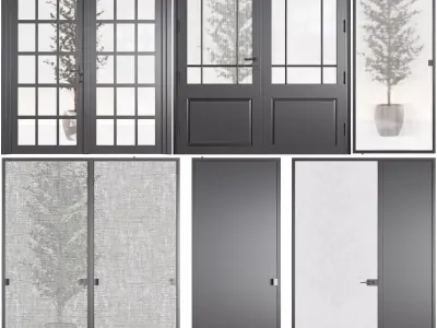 Set Modern Door 09 3D model