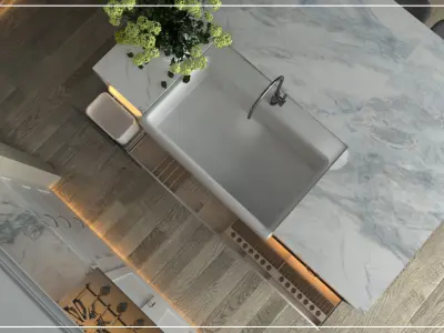 kitchen with cabinets and tile 3D model