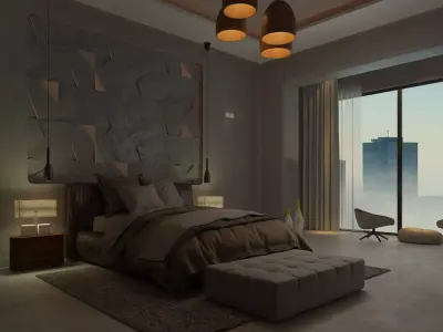  bedroom design Low-poly 3D model