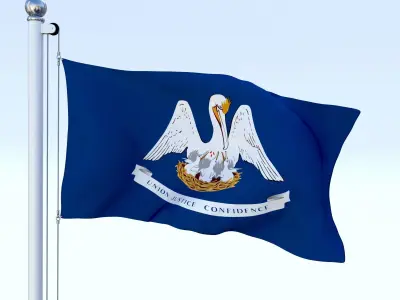 Animated Louisiana Flag Low-poly 3D model