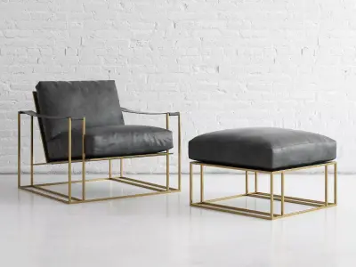 Sling Chair and Ottoman 3D model