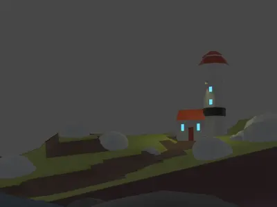 LightHouse island with Free low-poly 3D model